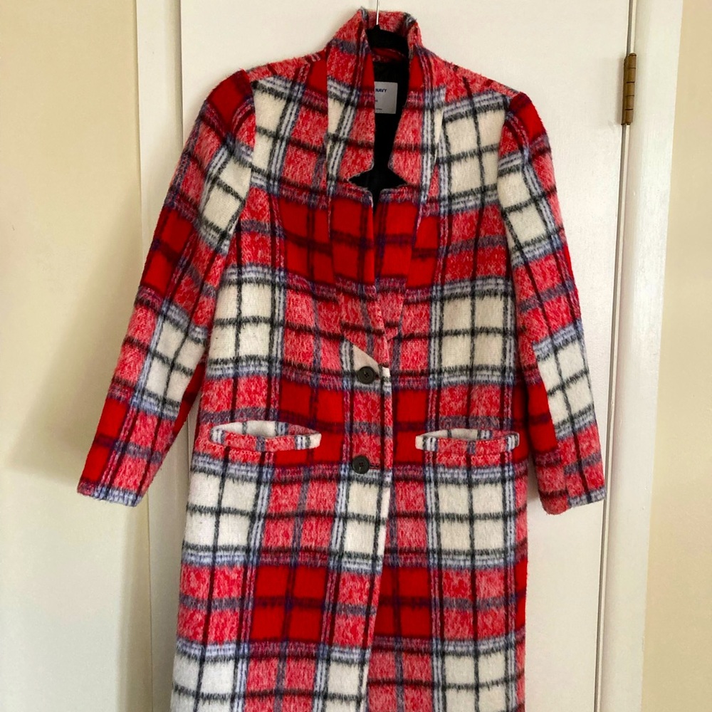 NWOT! Oversized Soft-Brushed Red Plaid Coat